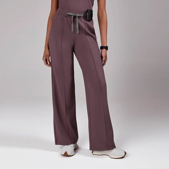 Figs High Waisted Salina FORMx Wide Leg Scrub Pants in Plum, Size Small - Picture 2 of 10